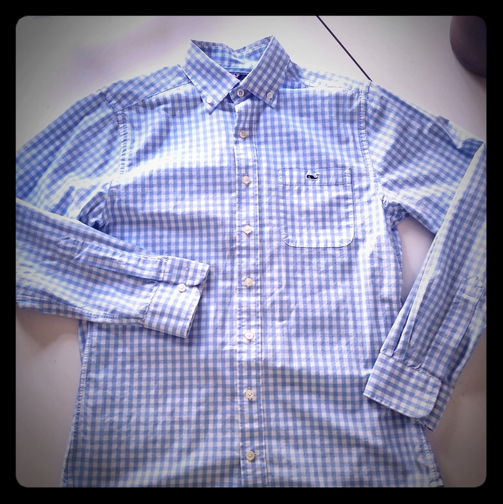 Vineyard Vines Slim Fit Baby Blue Gingham Shirt